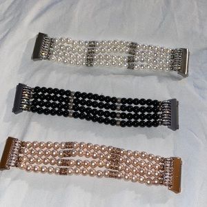 3 Fitbit Ionic Bands, Black, White & Rose Gold